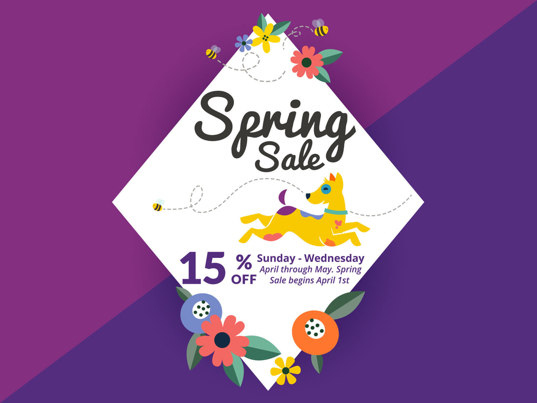 D'tails Pet Spring Sale. Save 15% Sundays through Wednesdays in April and May.